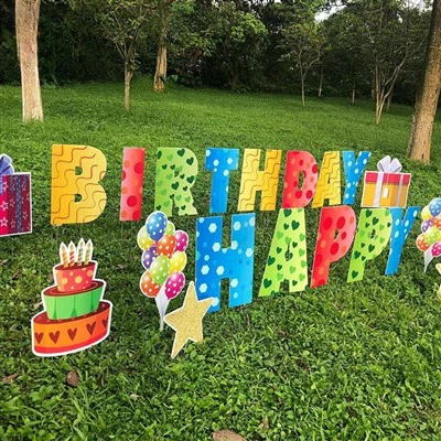 Addurniadau Lawnt Awyr Agored Arwyddion Iard Parti Pen-blwydd